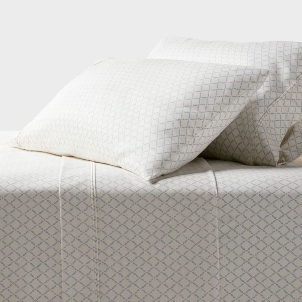 Twin/Twin XL 400 Thread Count Performance Sheet Set Blue Latticed Hem -